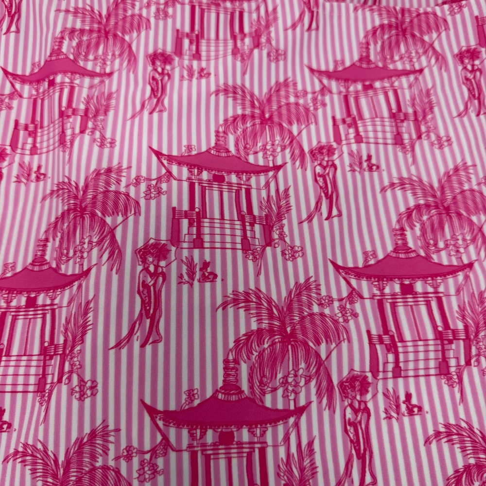 Jude Connally Pink White Chinoiserie Pagoda Stripe Skort Large Golf Tennis - Picture 7 of 10
